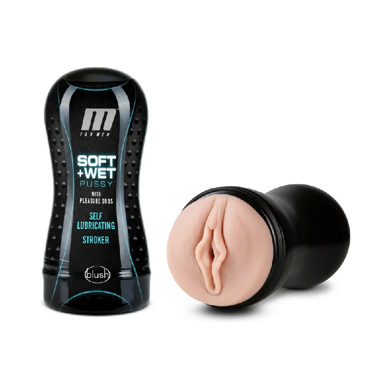 USB masturbator charger-M for Men Soft + Wet Pussy with Pleasure Orbs Self-Lubricating Vagina Stroker Beige