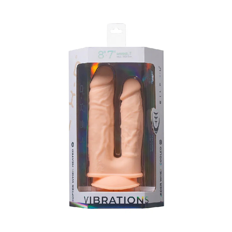 Hygienic masturbator material-SILEX-D The Original Double Penetration 7 in. & 8 in. Vibrating Dildo with Remote Vanilla