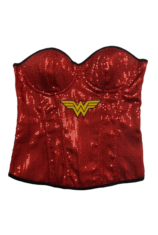 corset with pearl trim-Wonder Woman Sequin Corset