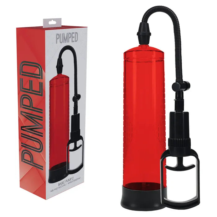 Ergonomic toy masturbator-PUMPED Basic Pump 2 - Red - Red Penis Pump