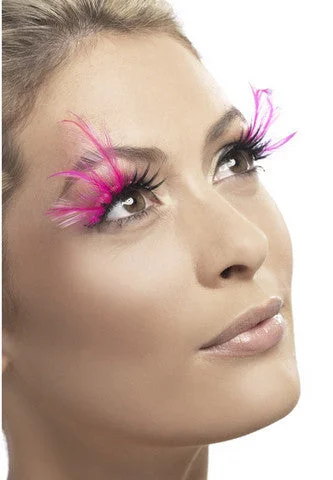 dildo accessory parts-Feather Eyelashes - Pink