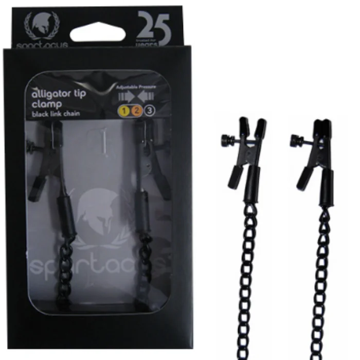 orgasm balm accessories-Alligator Tip ''Link Chain'' Clamps -Black