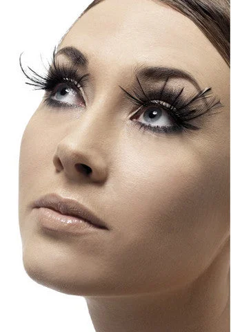 finger vibrator accessories-Feather Plume Eyelashes - Black