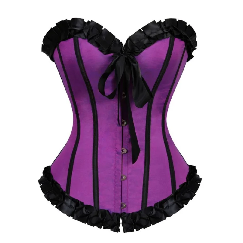 corset with quilted texture-Frilly Waist Cincher Corset