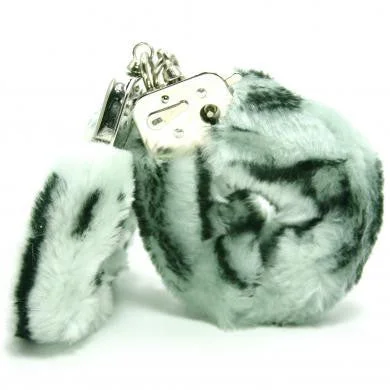 mouth gag accessories-Plush Love Cuffs - Zebra