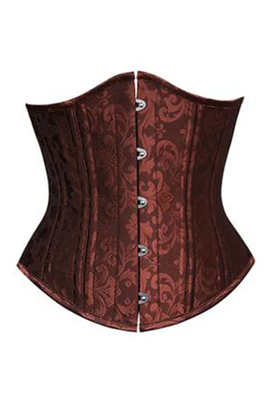 corset for Renaissance fair-Steel Boned Brown Jacquard Underbust