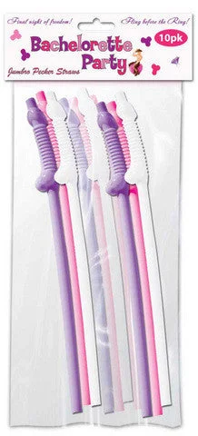 BDSM blindfold accessories-Bachelorette Party Jumbo Flexy Super Percker Straws - 10 Pack