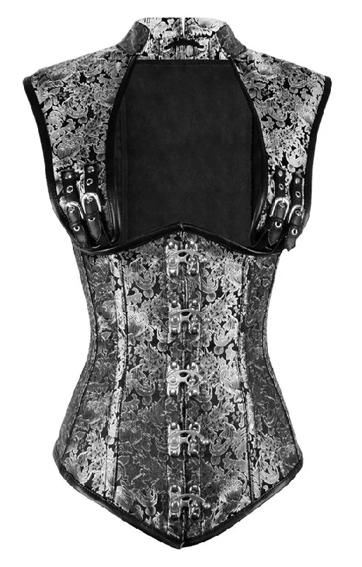 corset with velvet straps-Mino Gothic Corset with Shoulder Straps