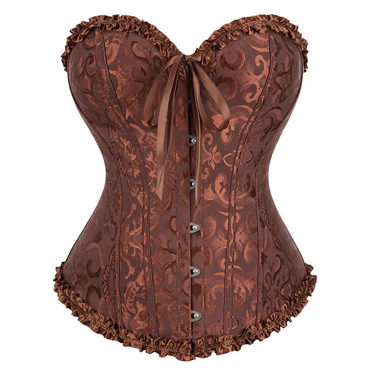 corset for evening wear-Classic Brown Busk Closure Corset