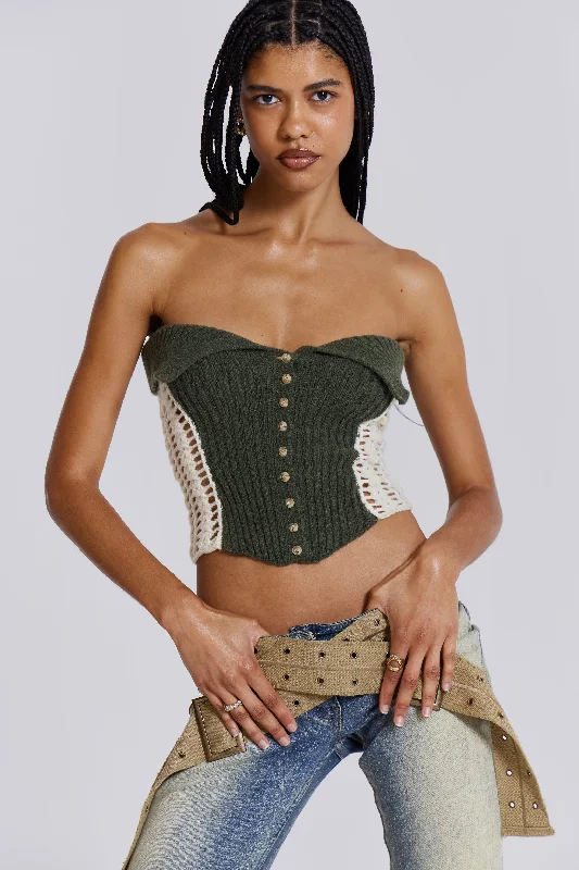 corset with ruched detailing-Akio Knitted Corset Top