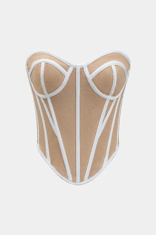 corset for steampunk festival-Contrast Zipper Bustier Corset Tube Top