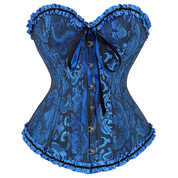 corset for retro gown-Classic Dark Blue Busk Closure Corset