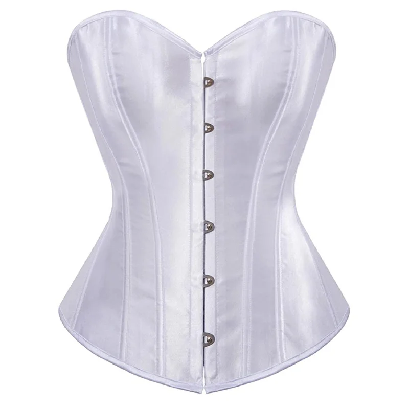 corset for fashion show-White Classic Satin Corset