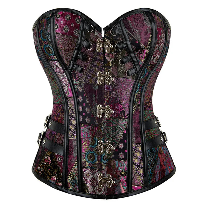 corset for waist reduction-Vintage Steampunk Overbust Corset for Women