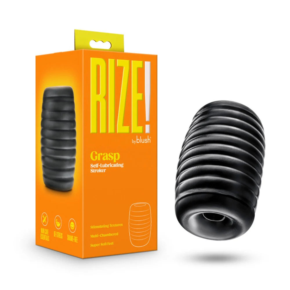 Advanced device masturbator-Rize ''Grasp'' Self-Lubricating Stroker -Black