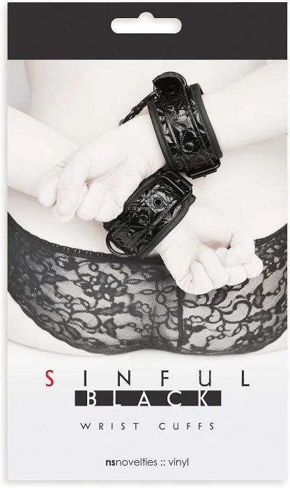 sex toy cleaning brush accessories-Sinful ''Wrist'' Cuffs -Black