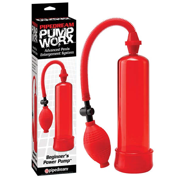 Flesh-like sleeve masturbator-Pump Worx Beginner's Red Power Penis Pump