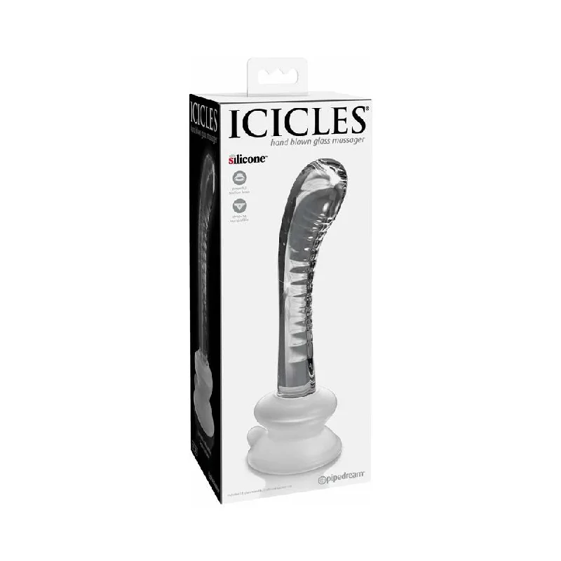 lubricant for embroidery tools-Icicles No. 88 Curved Glass G-Spot Massager With Suction Cup Clear