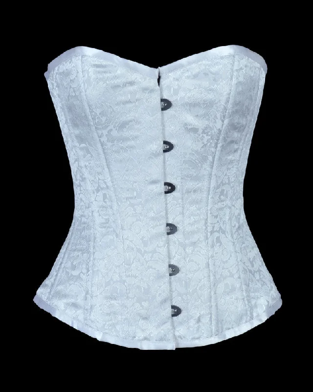 corset for casual chic-Xandra White Brocade Waist Training Corset