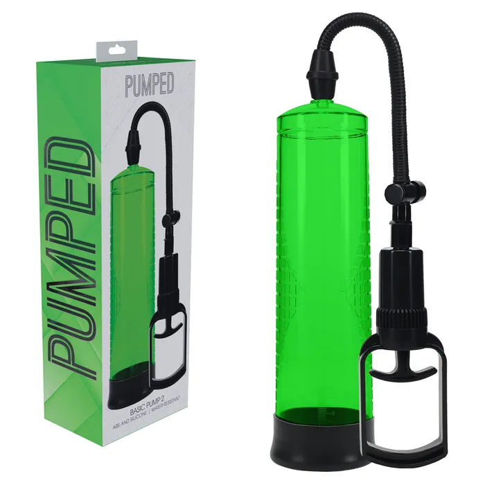 Lightweight toy masturbator-PUMPED Basic Pump 2 - Green - Green Penis Pump