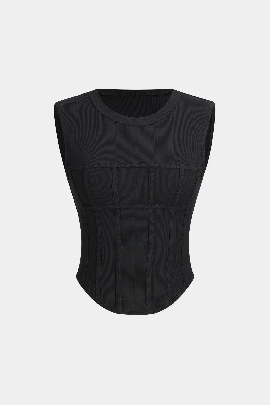 corset for gothic festival-Corset Round Neck Tank Top