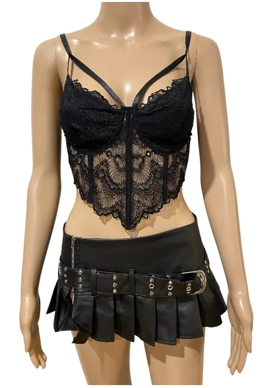 corset with side zipper-Mesh Corset Style Bralette