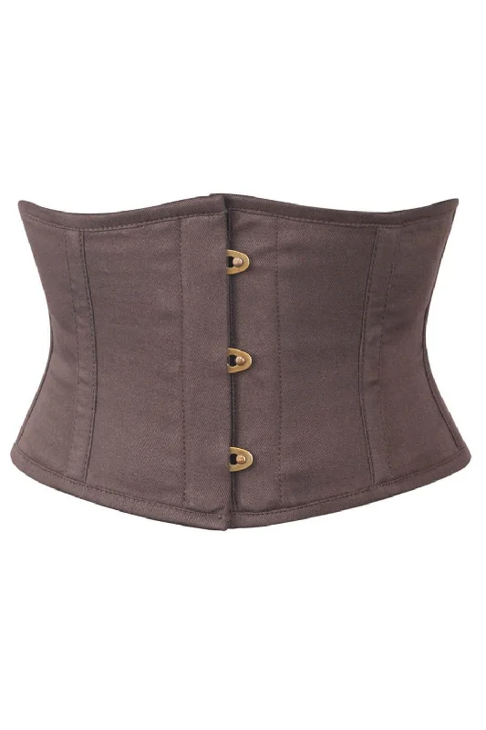 corset with studded details-Brown Corset Waist Shaper in 100% Cotton