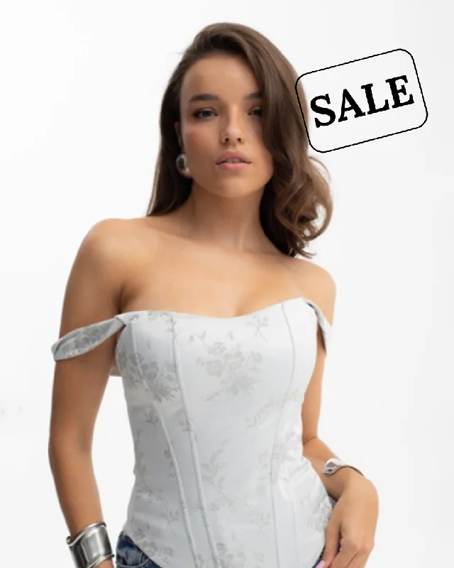 corset with tassel trim-Silver Blossom