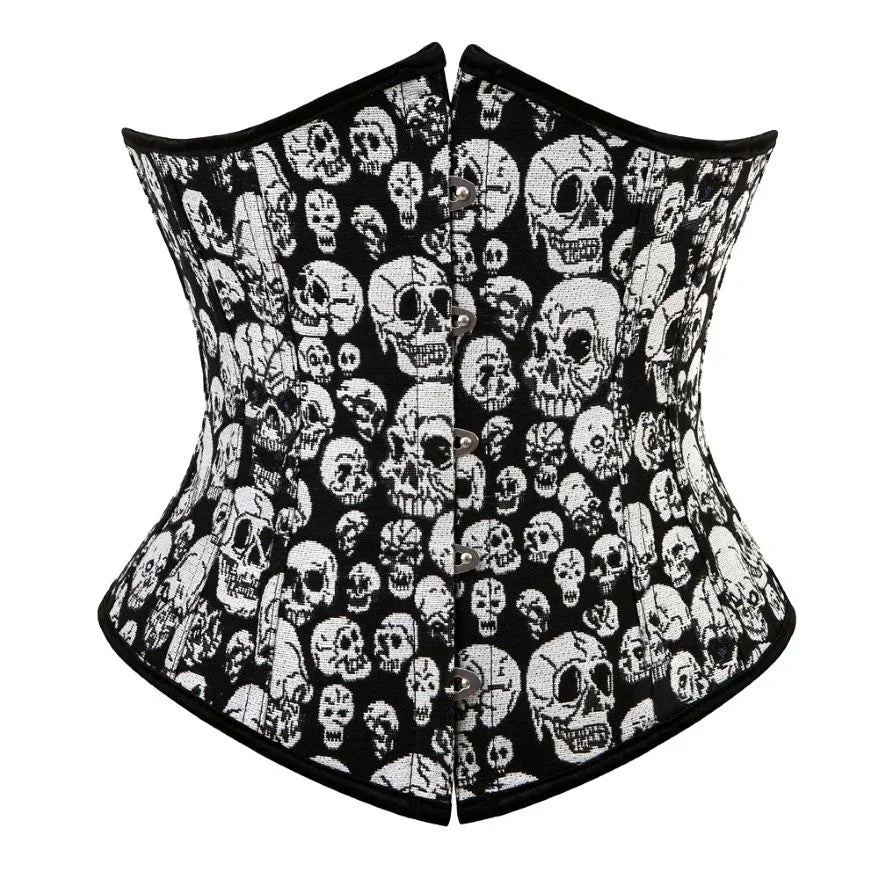 corset for burlesque show-Gothic Skull Print Woman's Vintage Corset Overbust Body Shaper