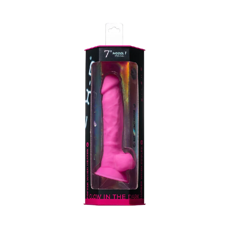 Solo play masturbator-SILEX-D The Original Model 1 Dildo 7 in. Glow-in-the-Dark Pink