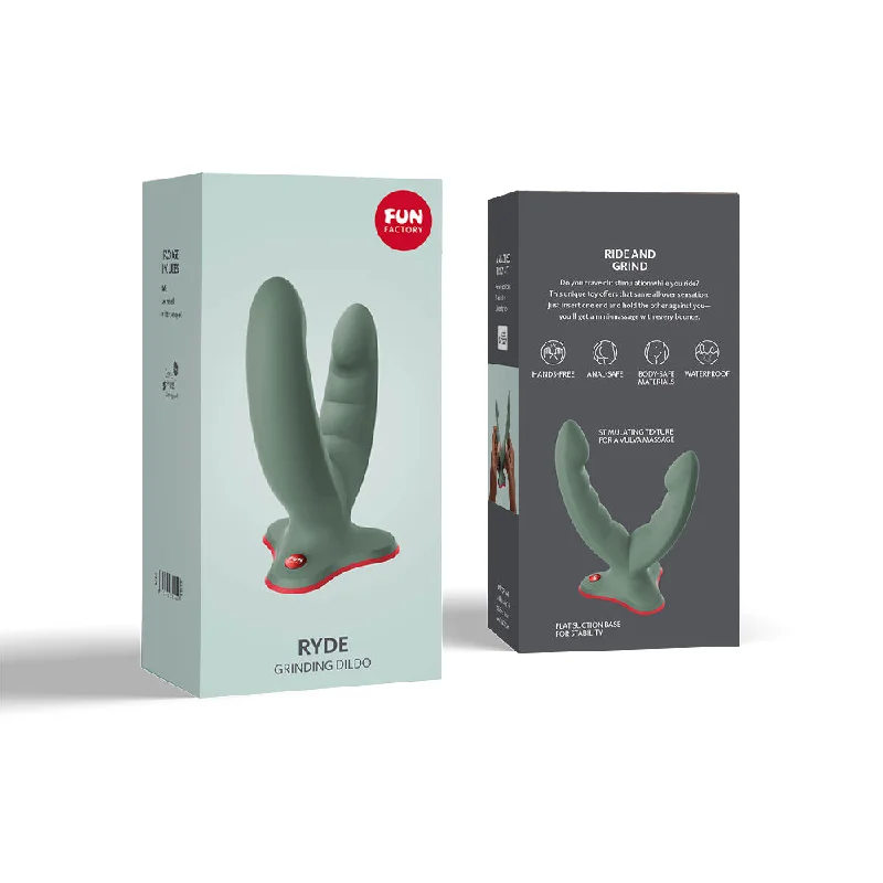 Vibrating sleeve masturbator-Fun Factory Ryde Dual Stimulation Dildo Wild Olive