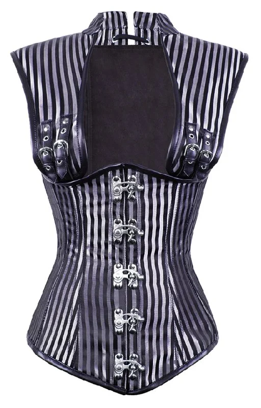 corset with corsage detail-Konau Gothic Corset with Shoulder Straps