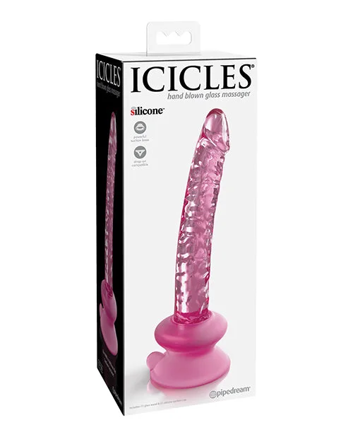 lubricant for saw blades-Icicles No. 86 Hand Blown Glass Massager w/Suction Cup - Pink