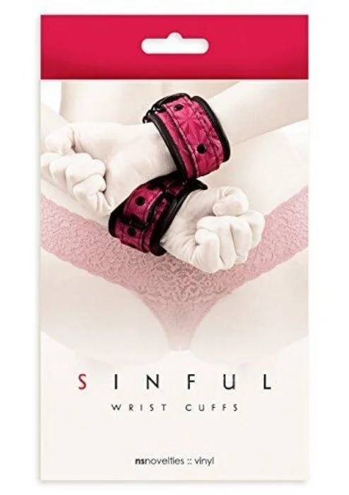 anal toys for beginners accessories-Sinful Vinyl ''Wrist'' Cuffs -Pink