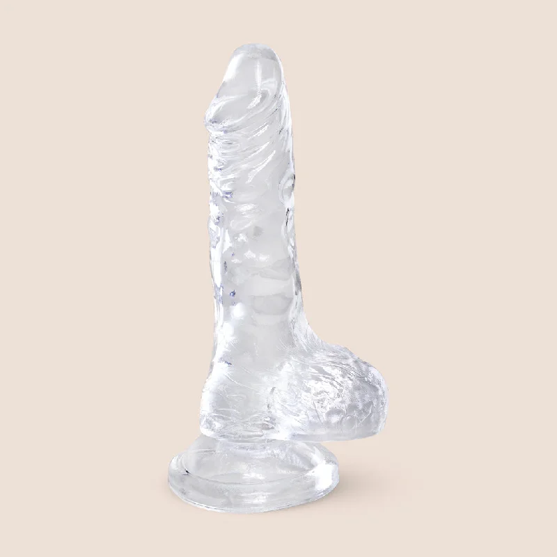 vibrating cock sleeves accessories-King C_ck Clear 4 Inch Didlo | with balls