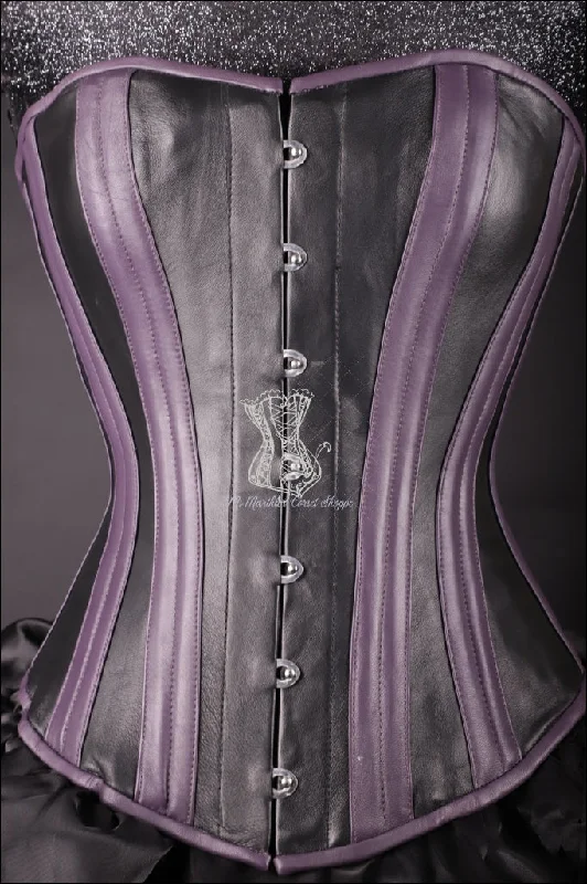 lube applicators-Leather Overbust Corset; Best in Black & Purple