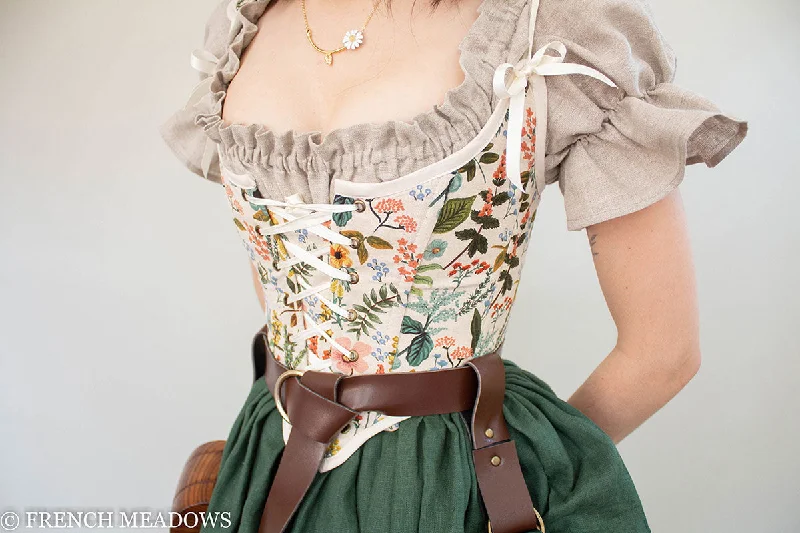 bondage harness for beginners accessories-Handmade Ivory Botanical Renaissance Bodice