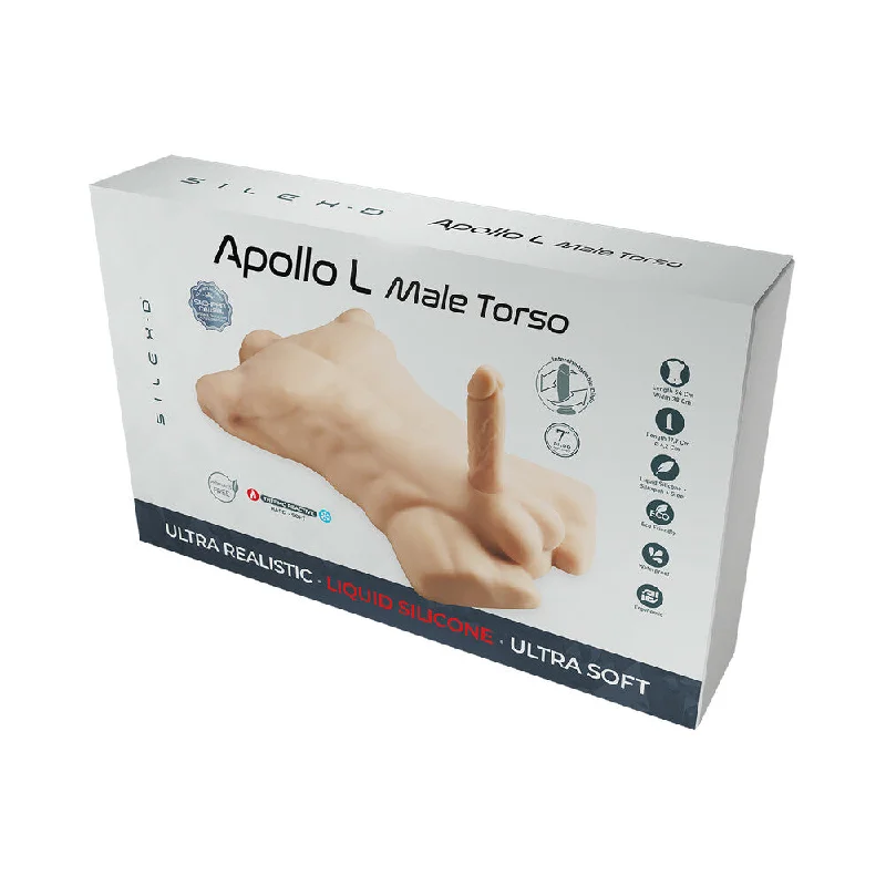 Male pleasure masturbator-SILEX-D Apollo L Torso with 7 in. Liquid Silicone Model 2 Dildo Vanilla