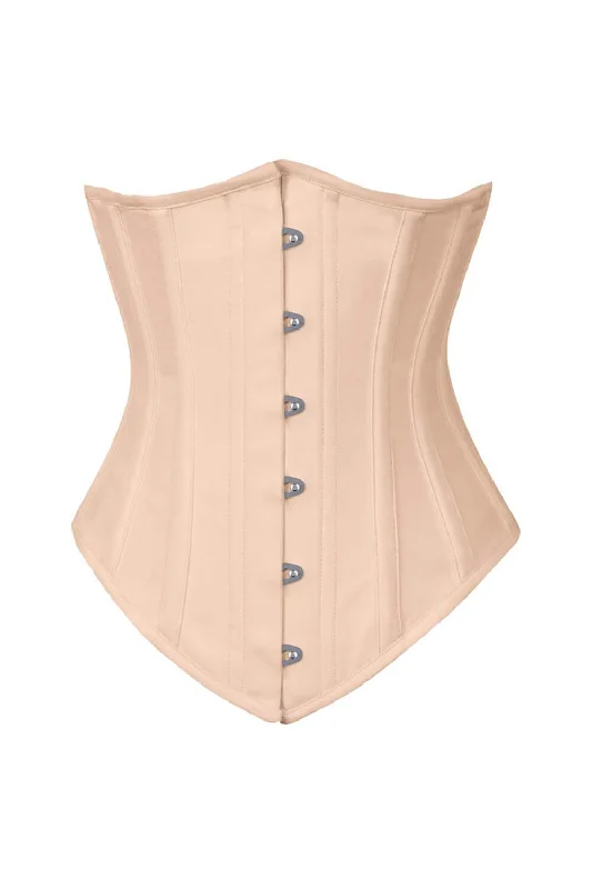 corset for beach cover-up-Long Line Nude Waist Shaper Corset in 100% Cotton