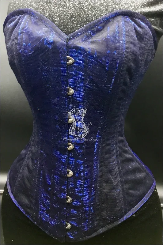 sex toy cables accessories-Silk Overbust Corset; Sparkle Blue